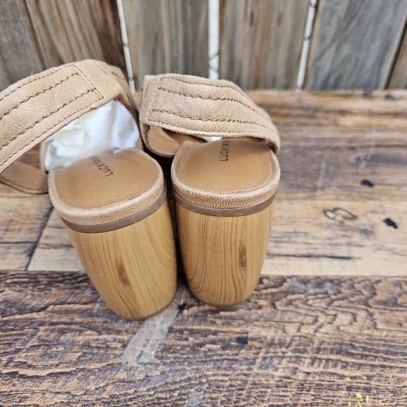 Lucky Brand Tan Peep-Toe Slingback Wedge Heels Size  6 - Picture 11 of 16